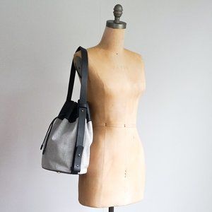 NWOT Skagen  Blue Canvas and Leather Bucket Bag with an adjustable strap